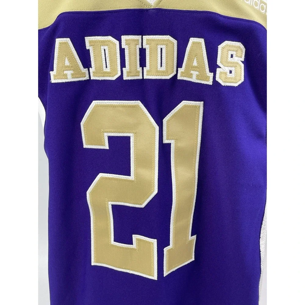 VINTAGE adidas Football Practice Jersey Mens XL Purple Gold #21 Pro Cut Stitched